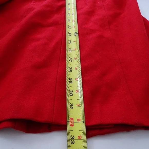 Tulle Red Wool Blend Peacoat Trench Coat Women Size S Button Closure FLAWS - Picture 9 of 15